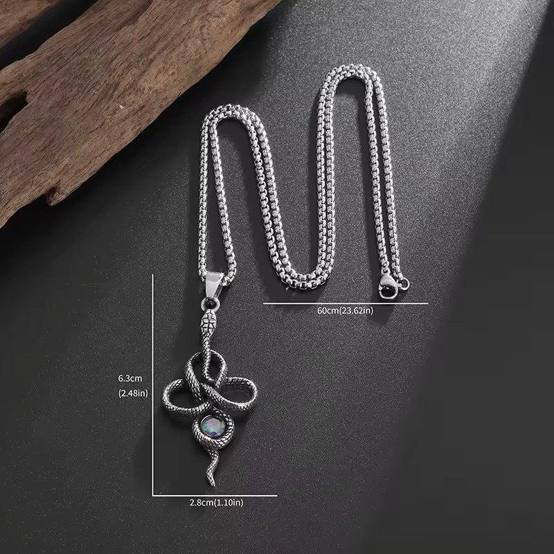 Gothic Titanium Steel Diamond Accent Pendant Necklace