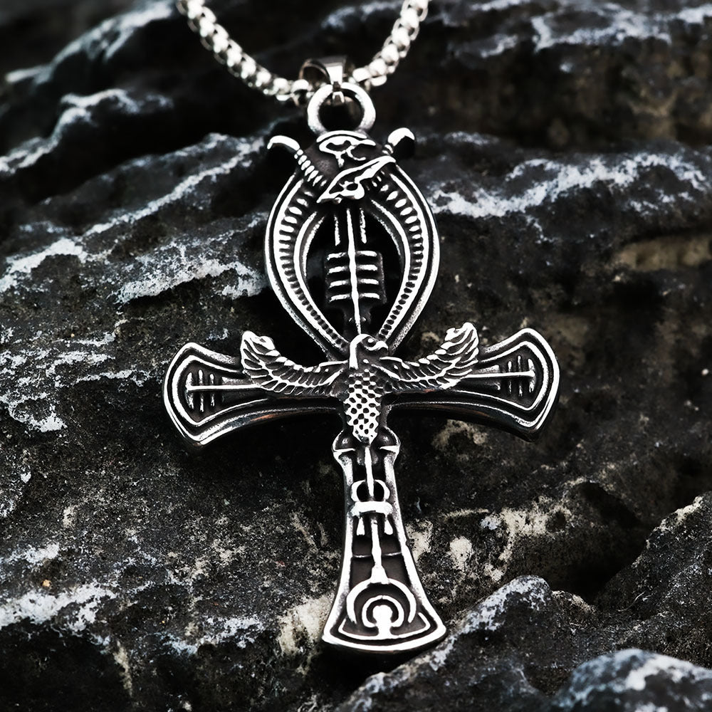 Gothic Titanium Steel Diamond Accent Pendant Necklace