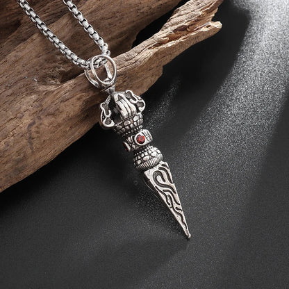 Gothic Titanium Steel Diamond Accent Pendant Necklace