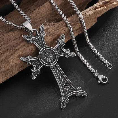 Gothic Titanium Steel Diamond Accent Pendant Necklace