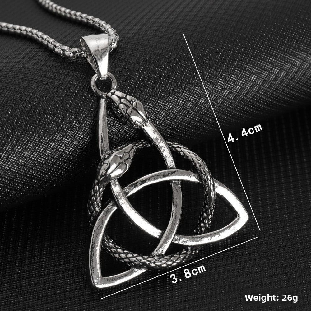 Gothic Titanium Steel Diamond Accent Pendant Necklace