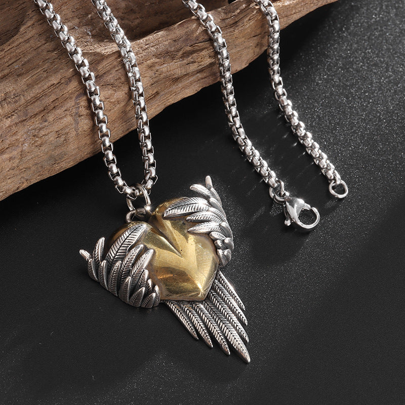 Gothic Titanium Steel Diamond Accent Pendant Necklace