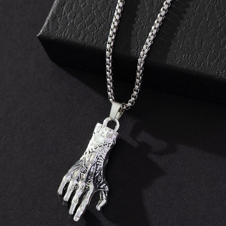 Gothic Titanium Steel Diamond Accent Pendant Necklace