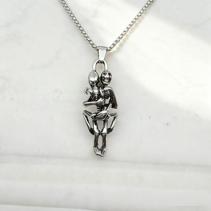 Gothic Titanium Steel Diamond Accent Pendant Necklace