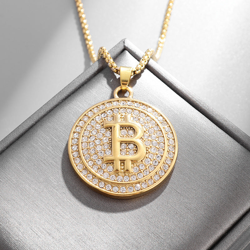 Gothic Titanium Steel Diamond Accent Pendant Necklace