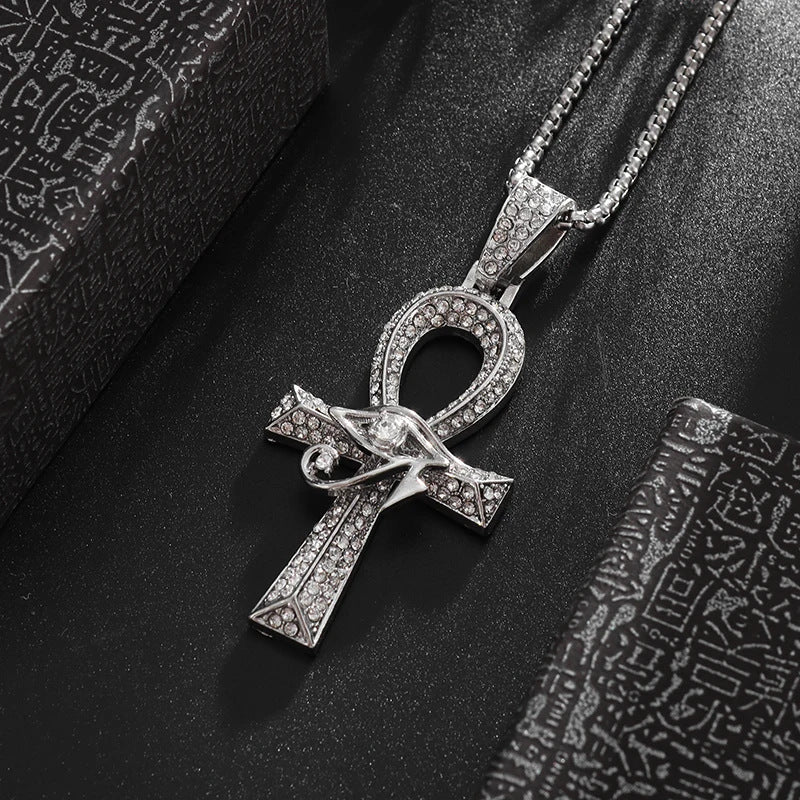 Gothic Titanium Steel Diamond Accent Pendant Necklace