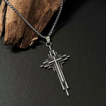 Gothic Titanium Steel Diamond Accent Pendant Necklace