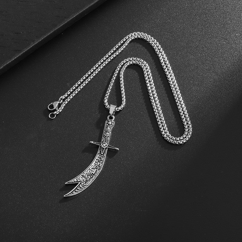 Gothic Titanium Steel Diamond Accent Pendant Necklace