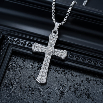 Gothic Titanium Steel Diamond Accent Pendant Necklace