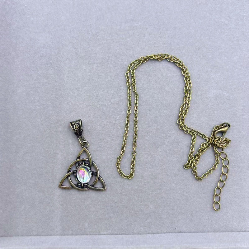 Gothic Titanium Steel Diamond Accent Pendant Necklace