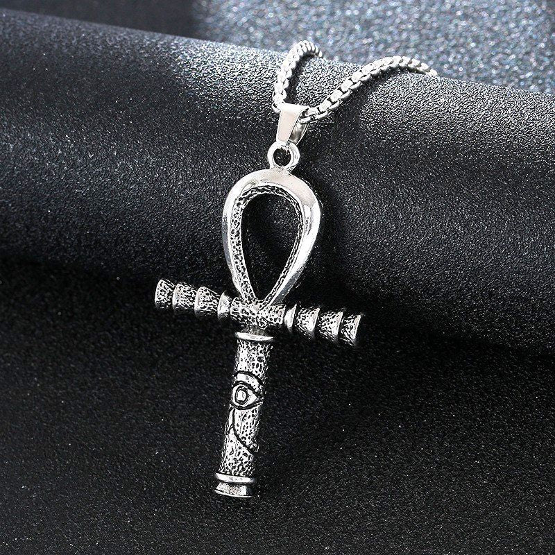 Gothic Titanium Steel Diamond Accent Pendant Necklace