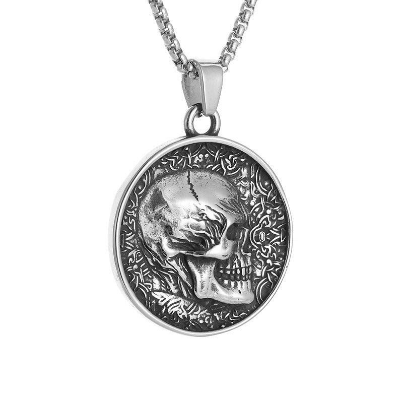 Gothic Titanium Steel Diamond Accent Pendant Necklace