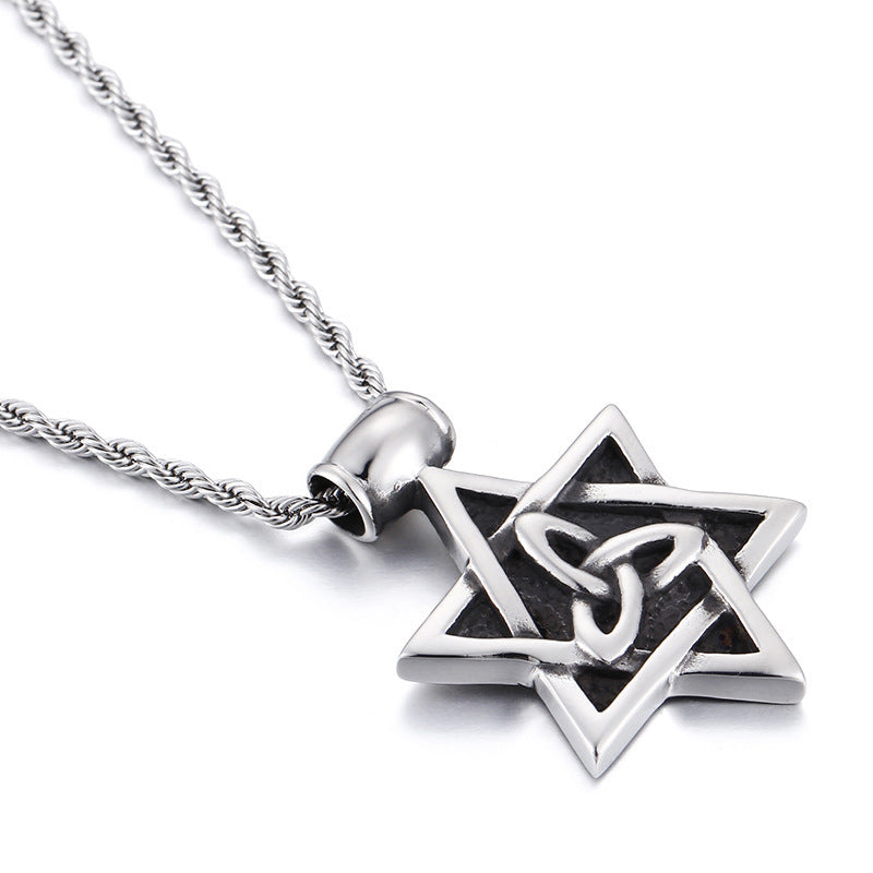Gothic Titanium Steel Diamond Accent Pendant Necklace
