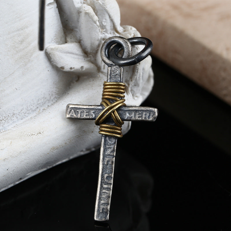 Gothic Titanium Steel Diamond Accent Pendant Necklace