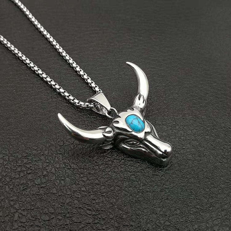 Gothic Titanium Steel Diamond Accent Pendant Necklace