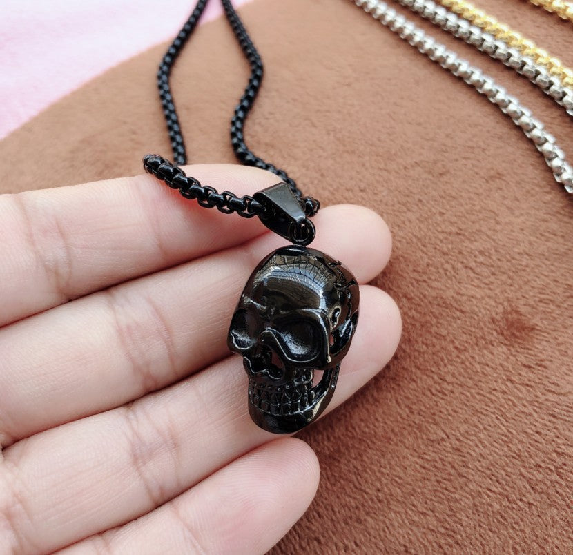 Gothic Titanium Steel Diamond Accent Pendant Necklace
