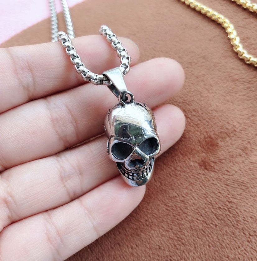 Gothic Titanium Steel Diamond Accent Pendant Necklace