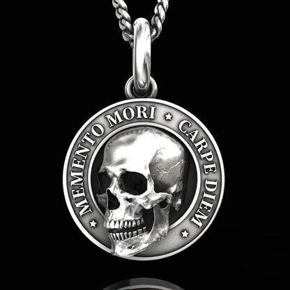 Gothic Titanium Steel Diamond Accent Pendant Necklace
