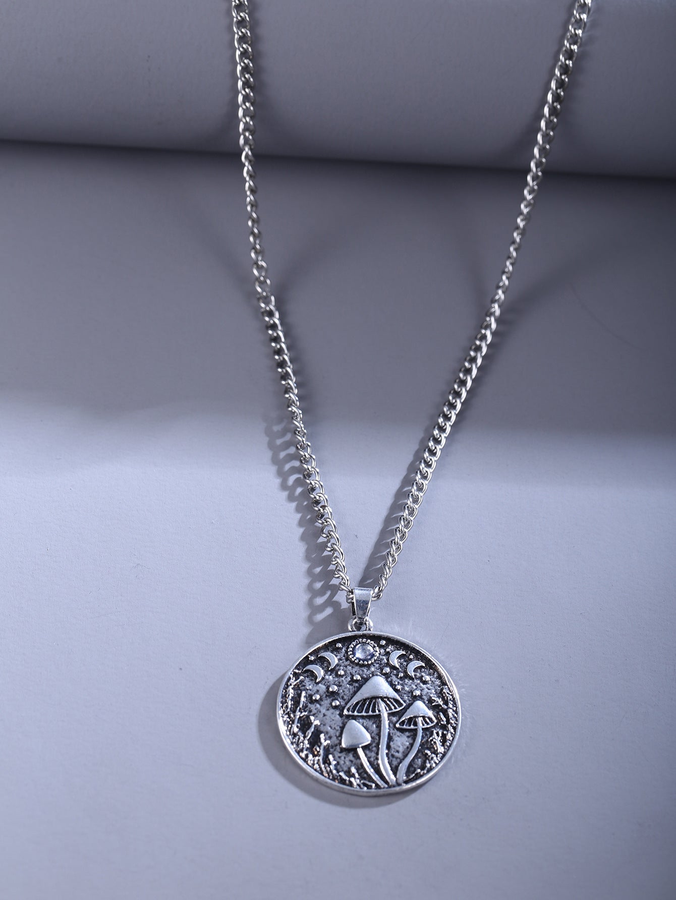 Gothic Titanium Steel Diamond Accent Pendant Necklace