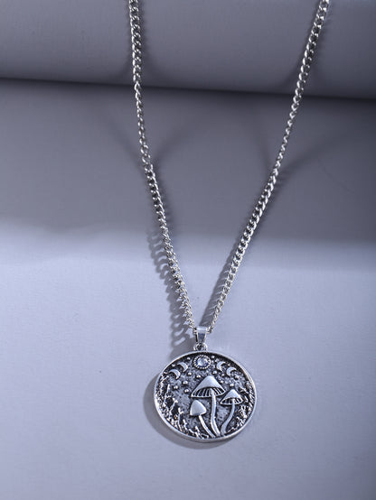 Gothic Titanium Steel Diamond Accent Pendant Necklace