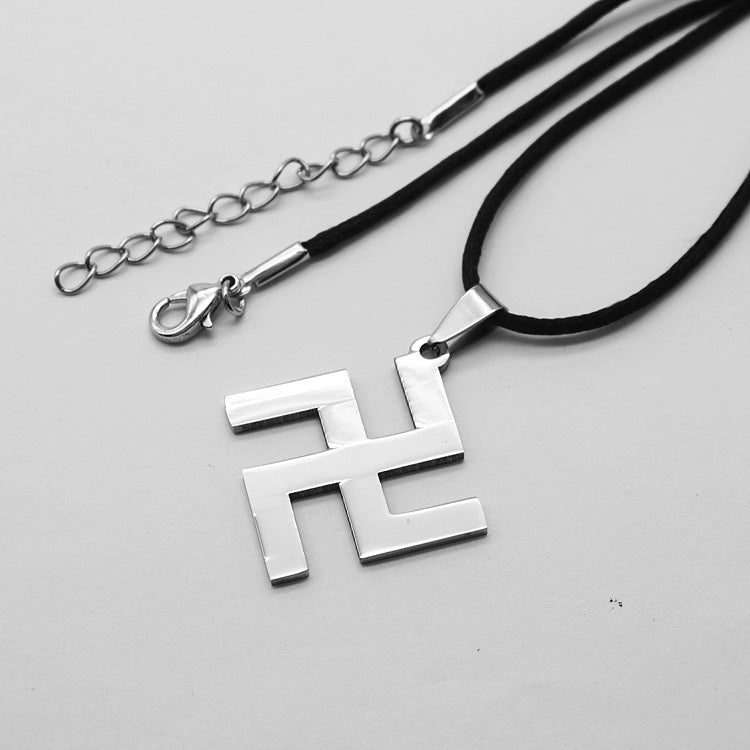 Gothic Titanium Steel Diamond Accent Pendant Necklace