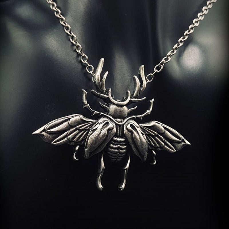 Gothic Titanium Steel Diamond Accent Pendant Necklace