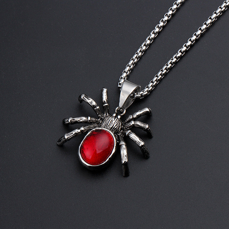Gothic Titanium Steel Diamond Accent Pendant Necklace
