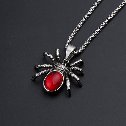Gothic Titanium Steel Diamond Accent Pendant Necklace