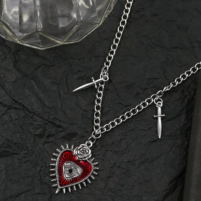 Gothic Titanium Steel Diamond Accent Pendant Necklace