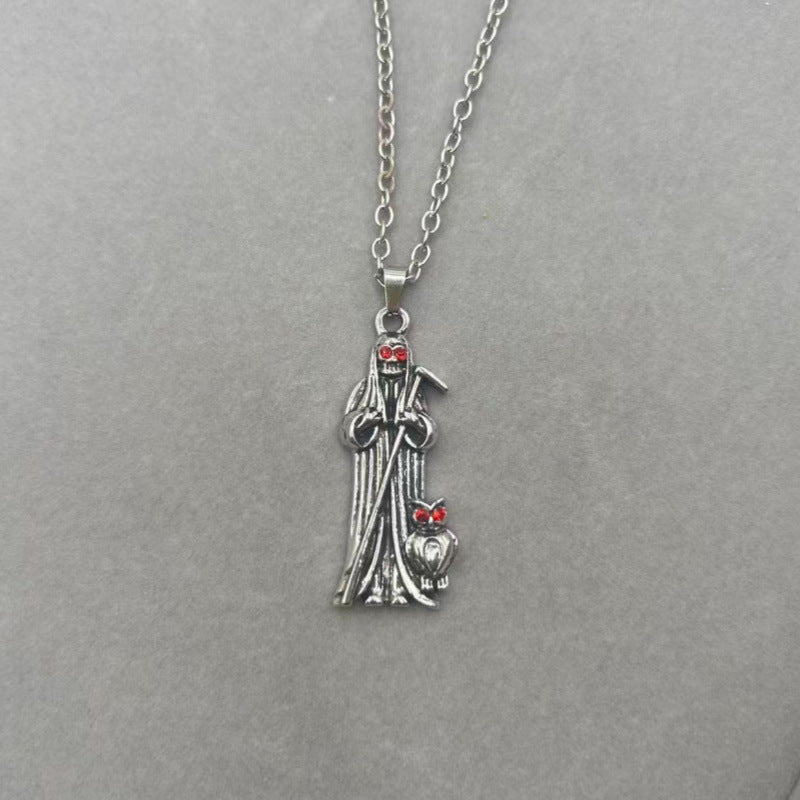 Gothic Titanium Steel Diamond Accent Pendant Necklace