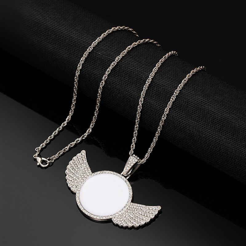 Gothic Titanium Steel Diamond Accent Pendant Necklace
