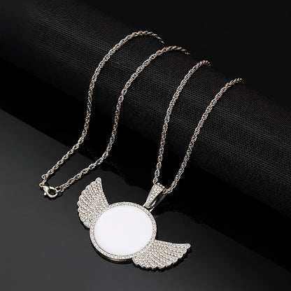 Gothic Titanium Steel Diamond Accent Pendant Necklace