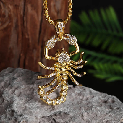Gothic Titanium Steel Diamond Accent Pendant Necklace