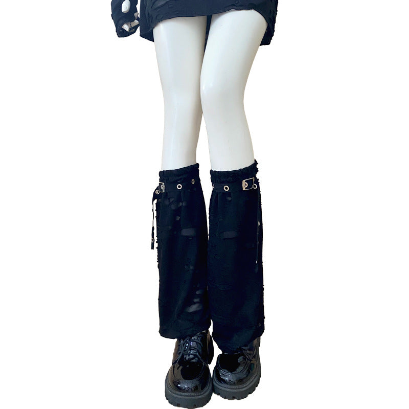 Gothic Torn Hole Mid-Calf Socks