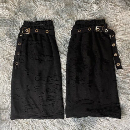 Gothic Torn Hole Mid-Calf Socks