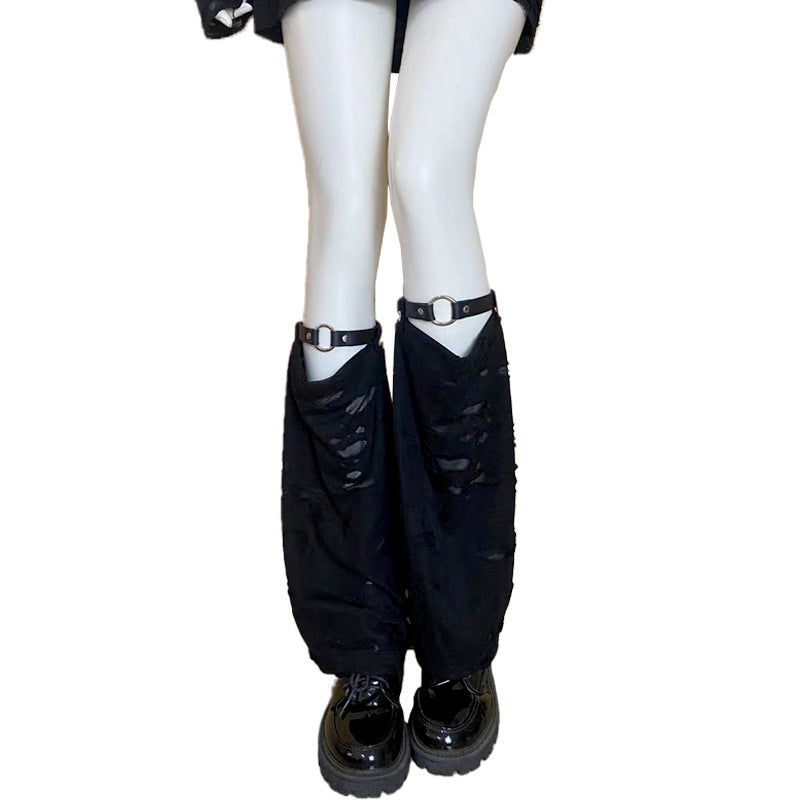 Gothic Torn Hole Mid-Calf Socks