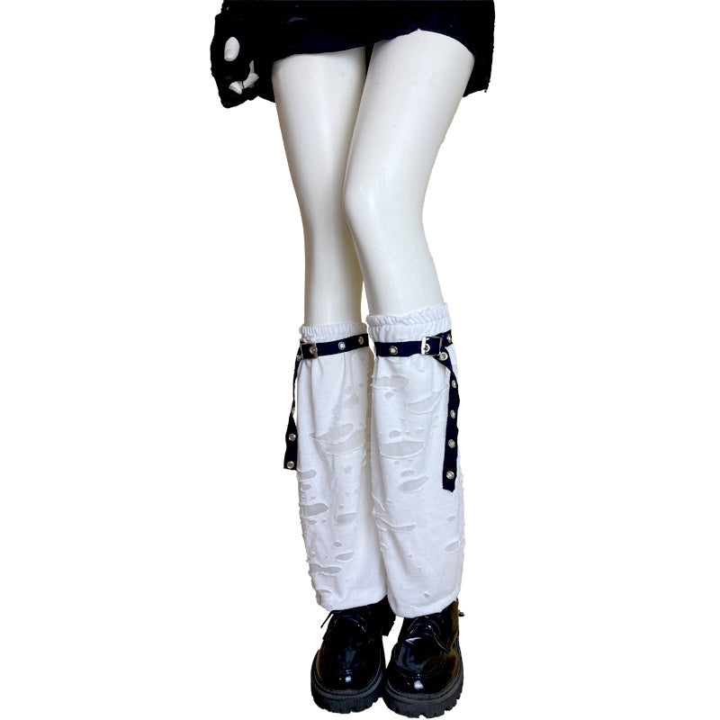 Gothic Torn Hole Mid-Calf Socks