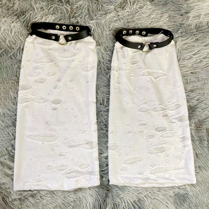 Gothic Torn Hole Mid-Calf Socks