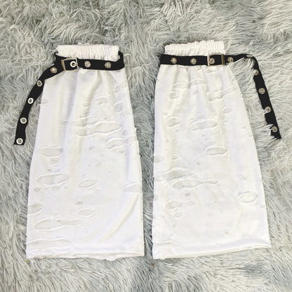 Gothic Torn Hole Mid-Calf Socks