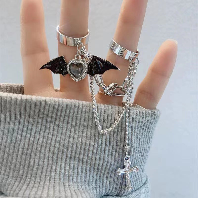 Gothic Wing Cross Design Zinc Alloy Ring