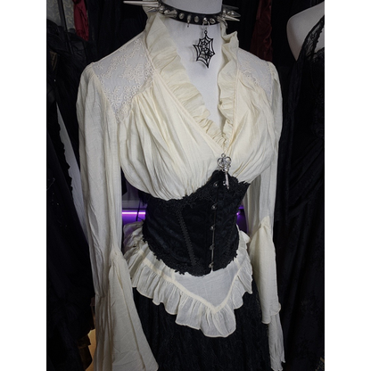 Gothic Women's V-neck Ruched Long Sleeve T-shirt
