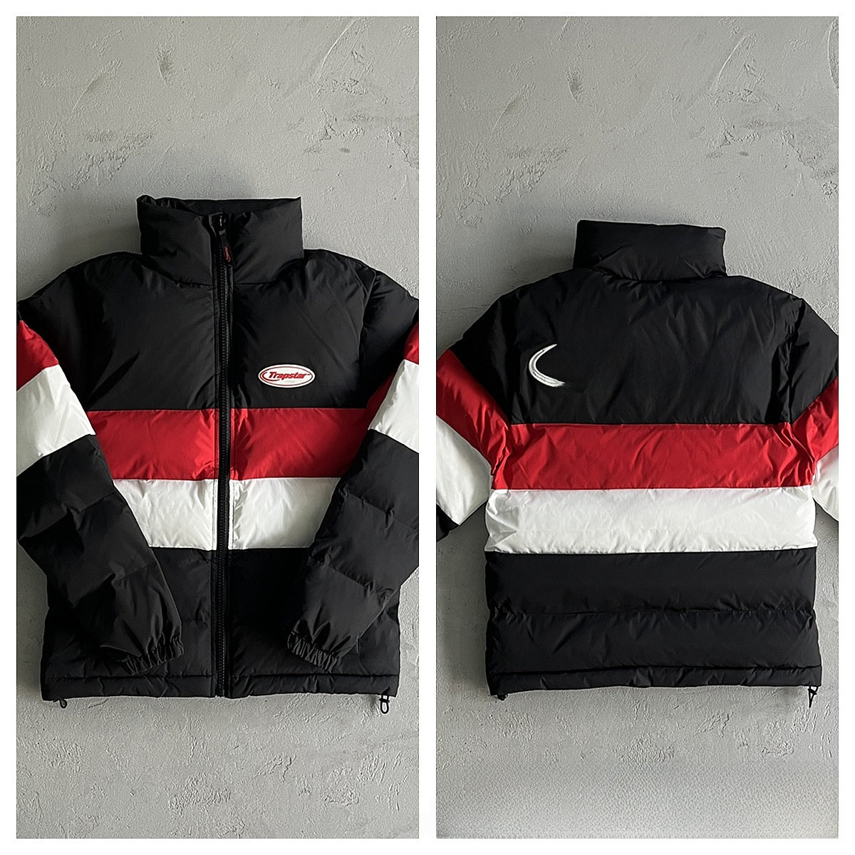 Gradient color embroidered winter jacket set