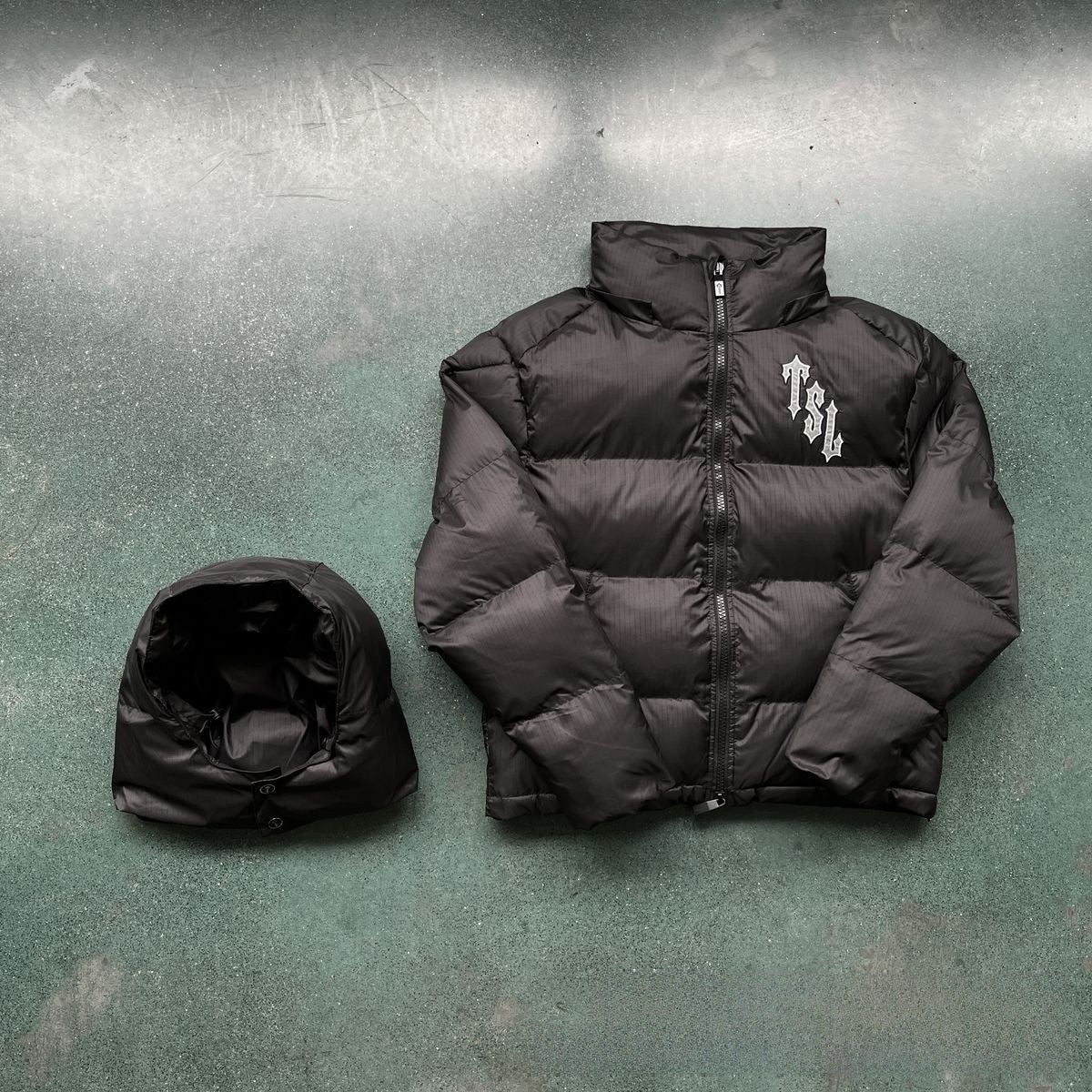 Gradient color embroidered winter jacket set