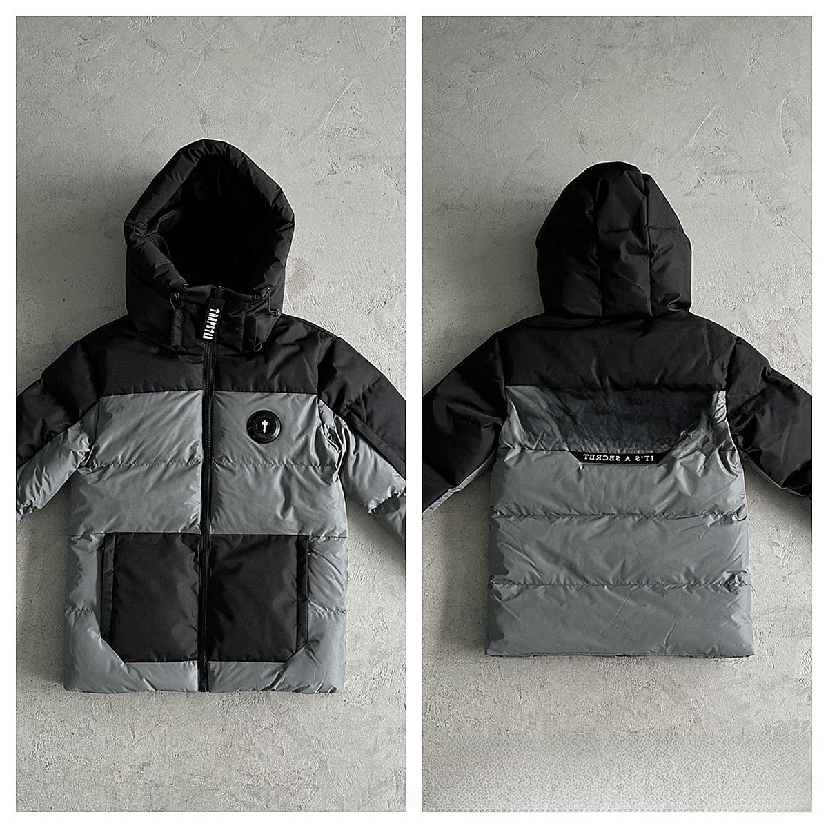 Gradient color embroidered winter jacket set