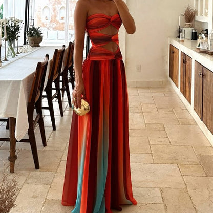 Gradient Color Sleeveless Long Dress