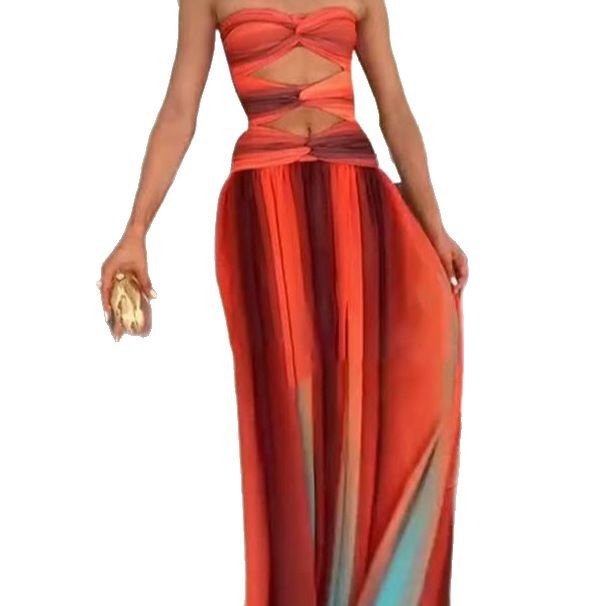 Gradient Color Sleeveless Long Dress