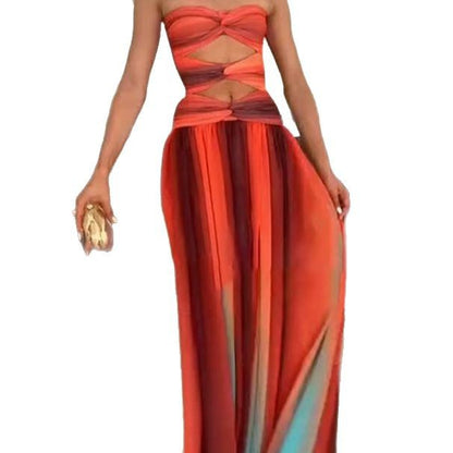 Gradient Color Sleeveless Long Dress