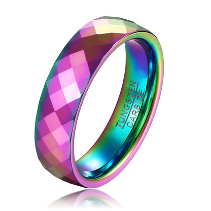 Gradient Color Tungsten Steel Ring – Unisex Geometric Design.
