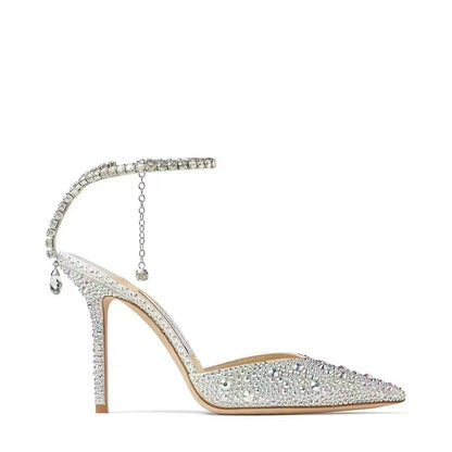 Gradient Crystal Rhinestone High Heel Sandals