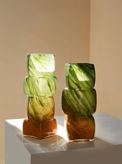 Gradient Geometric Glass Vase